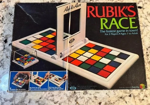 Ideal Toy Co. 1982 Rubiks Race Game Complete VTG 2 Player Original Box