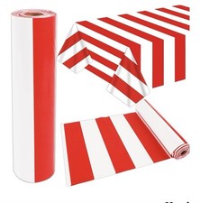 52"x100 Ft Plastic Banquet Party Table Cover Roll Tablecloths Red White Stripped