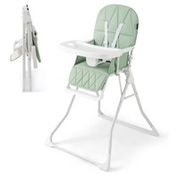 Costway Foldable High Chair Easy Clean Compact Highchair with Tray-Green