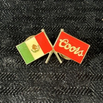 Coors Beer Mexico Flags Logo Vintage Novelty Enamel Pin Pinback Gold Coors Light