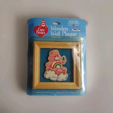 Vintage 1985 Care Bears Cheer Bear Wooden Wall Plaque Sealed New Rainbow 1