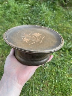 Vintage Wooden Swiss Walter Stahli Musical Plate Bowl Wind Up Rotating Music Box