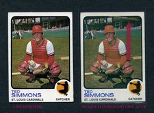NEW LISTING 1973 TOPPS #85 TED SIMMONS CARDINALS RED LINE ERROR VARIATION PAIR