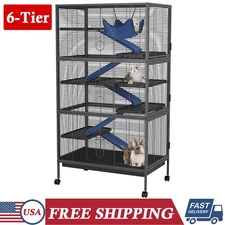 50" Small Animal Cage 6-Tier Critter Nation Cage Rolling Lagre Metal Ferret Cage