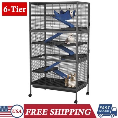 50'' Small Animal Cage 6-Tier Critter Nation Cage Rolling Lagre Metal Ferret Cage