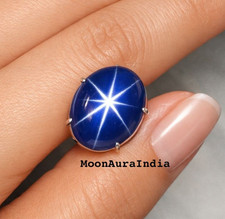 12ct Natural Star Blue Sapphire Gemstone Oval cabochon cut 6 rays star Gemstone