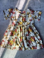 Vtg 90s InTime Floral Babydoll Dress Cotton India Empire Waist Button Front Med