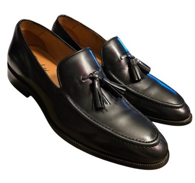 Flag Ltd Harmon Nappa Glove Black Leather Tassel Loafers Men 10 Old Money Preppy