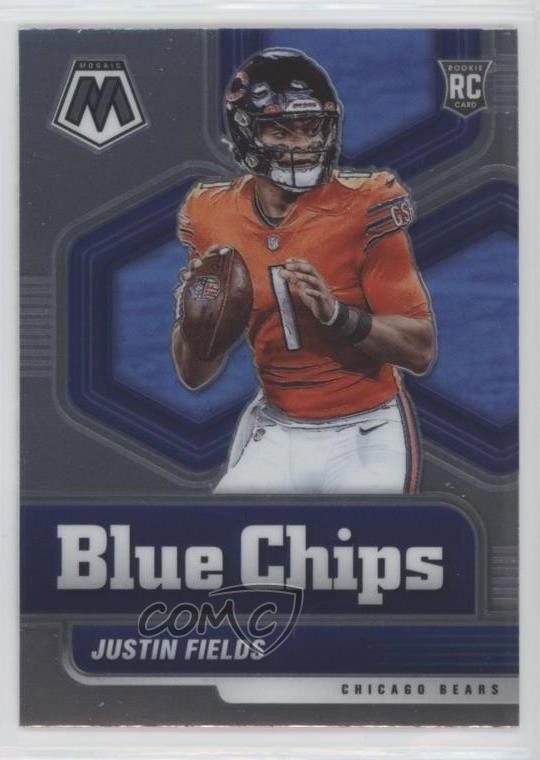 2021 Panini Mosaic Blue Chips Justin Fields #4 10q5