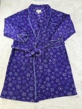 Vintage LL Bean Robe Mens Large Purple Fleece Geometric Snowflake Belted USA