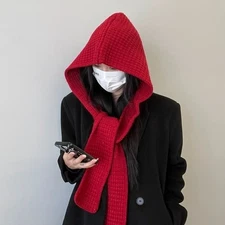 Unisex Winter For BALACLAVA Hoodie Scarf Shawl Korean Style Warm Polyester Hat