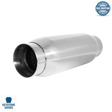 Universal 3 Stainless Steel Straight Exhaust Resonator Muffler 13 Polished Universal 3 Stainless Steel Straight Exhaust Resonator Muffler 13 Polished