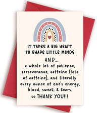 Thank You Teacher Card, Appreciation Greeting Cards for Teachers, It Takes a Big