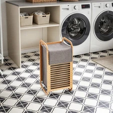 Danrelax Bamboo Clothes Hamper with 74L Capacity and Removable Laundry Bag