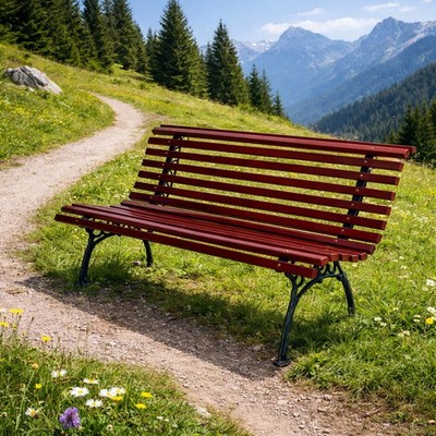 XXL Stabile und massive Parkbank Holz Metall Gartenbank 150x70x81cm Dunkelbarun