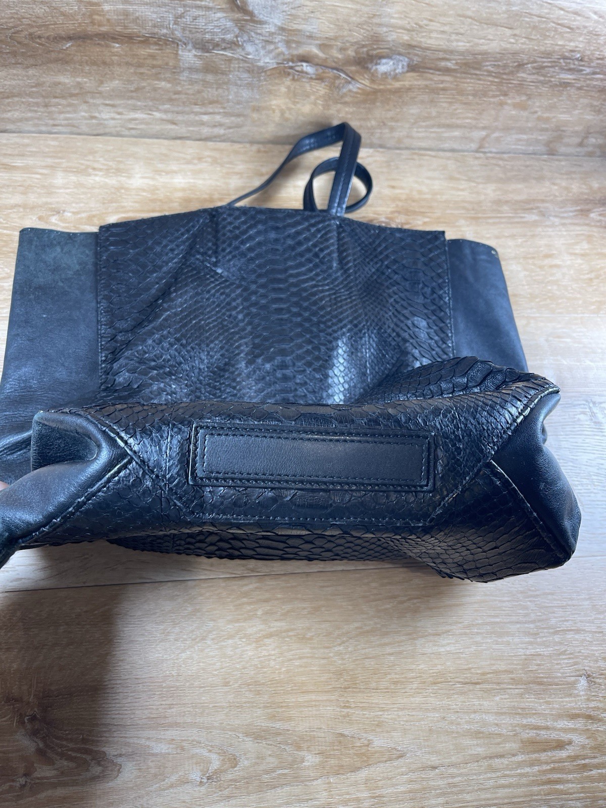 Authenticated Celine Python Leather Black Cabas T… - image 10