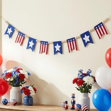 7.2FT 4th of July Garland, 4th of July Patriotic Garland 87" Independence Day