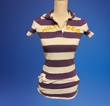 Tommy Hilfiger Striped Rugby Hoodie Dress XXS Purple White Preppy Y2K 8 Applique