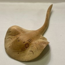 Hand Carved Wooden Stingray 11 X 5 inches. Unmarked Sea Nautical Theme