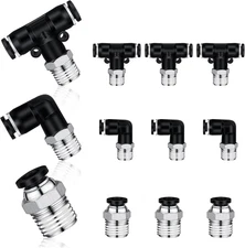 12 Pcs Push to Connect Fittings 1/4 Inch Tube OD X 1/4 NPT Air Line Pneumatic