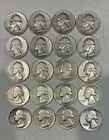 Lot of 20 90% silver 1950's Washington quarters