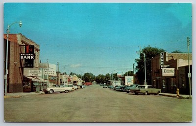 Limon Colorado~Main Street~First National Bank~Clement's Department Store~1960s 