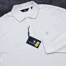 NEW Hart Schaffner Marx Mens Large Pique Polo Shirt White Preppy Ivy Coastal
