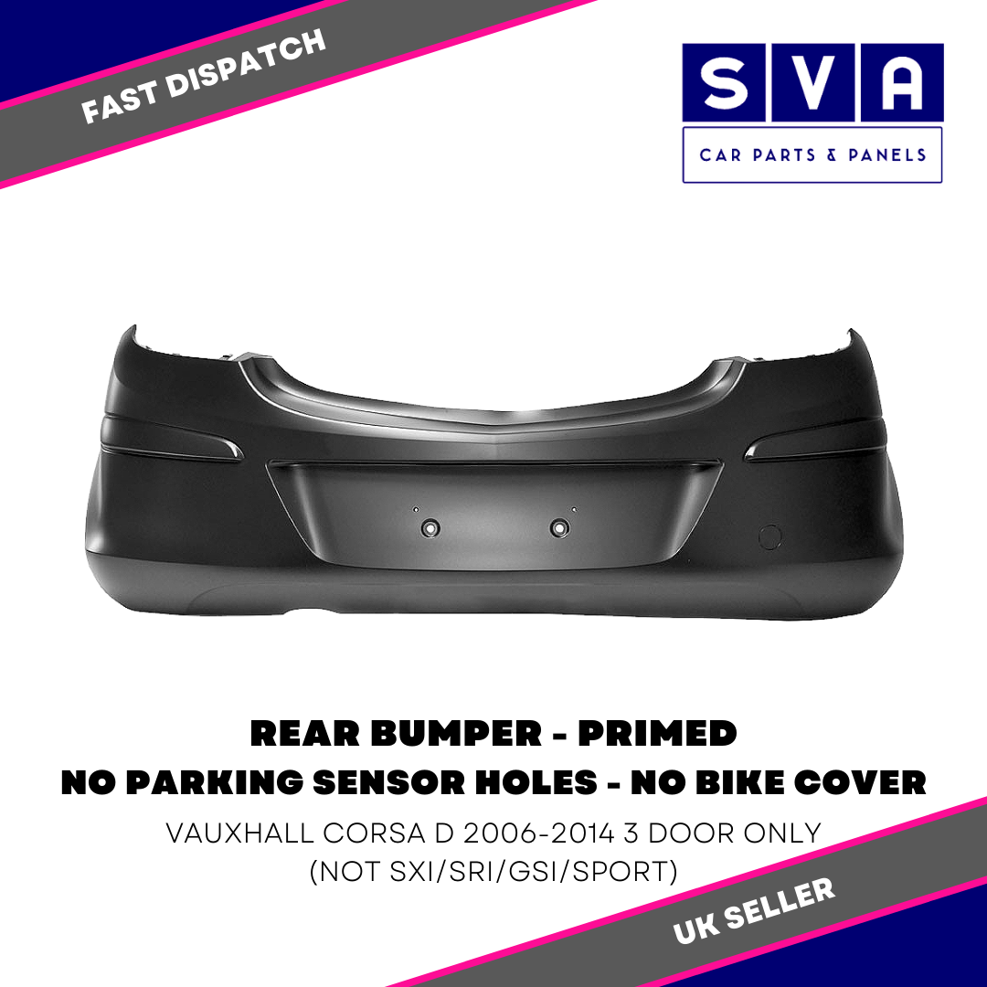 Rear Bumper - Primed - For Vauxhall Corsa D 2006-2014 3Dr - Insurance Approved