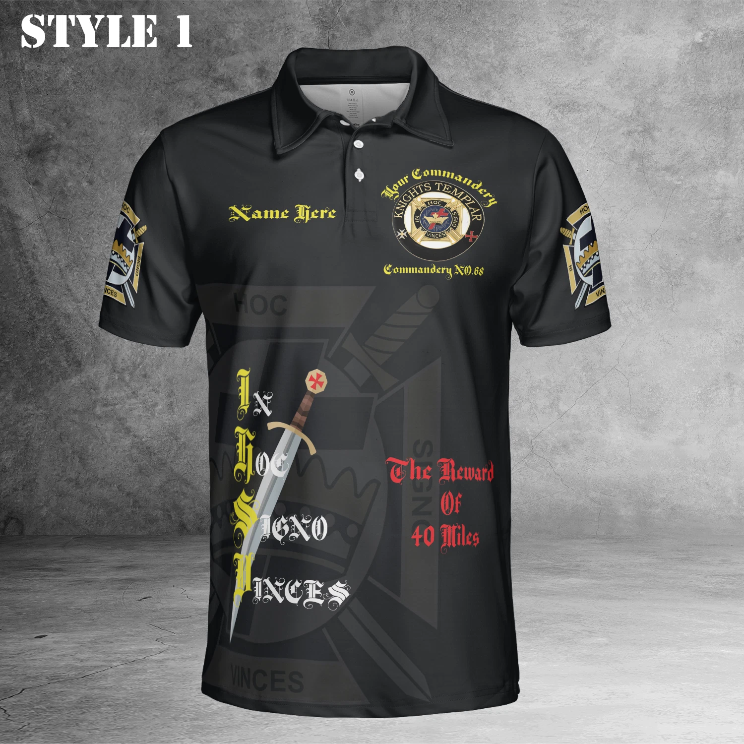 Customize Name Masonic Knights Templar Commander 3D Polo