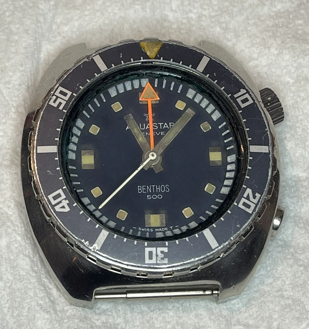 Montre Aquastar Gen ve Benthos 500 Pro montre de plong e rare vintage gris fonc