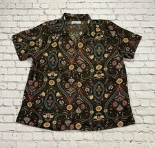 Vintage Blouse XL? Paisley Floral Button Up Top A Personal Touch Made in USA