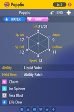 Pokemon Scarlet and Violet 6iv Shiny Max EV Popplio