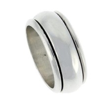 3/8" 10 mm Handmade Sterling Silver Domed Band Spinner Ring