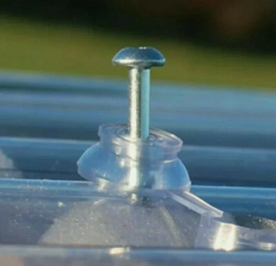 50, 2" CORRUGATED ROOFING SCREWS & 50 CLEAR PLASTIC CAPS - VISTALUX ONDULINE *