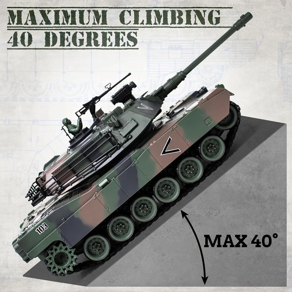 1:18 RC Tank, 2.4Ghz M1A2 Remote Control Tank Model Toys Military Toy Shoots BBS - Image 4 of 4