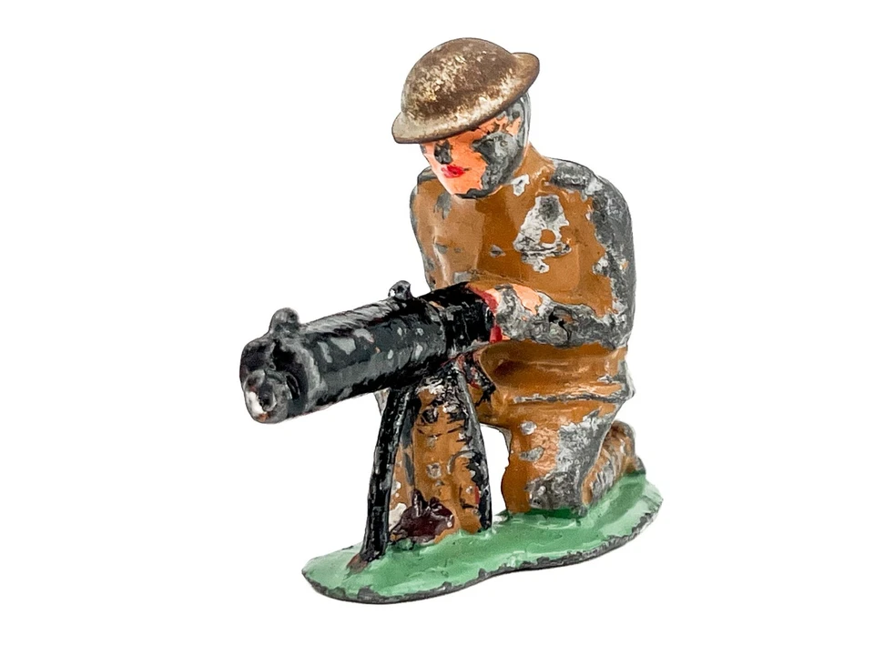 Винтажный Barclay / Manoil солдат пулемет оловянный шлем железа десятицентовик магазин слякоти литой - Изображение 3 из 4