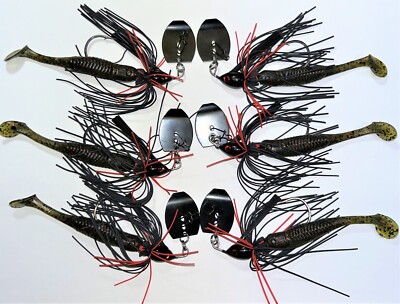 Bladed Swim  Jig  WEEDLESS  Red Wing Blackbird 6 Total:3 3/8 & 3 1/2 w/Trailer