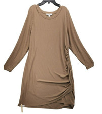 And Now This Women's Plus Brown Crewneck Bodycon Mini Dress SZ1X   D080
