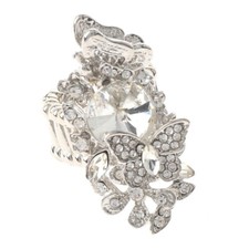 Silver Tone Stretch Metal Ring With Rhinestone R1253-SCL