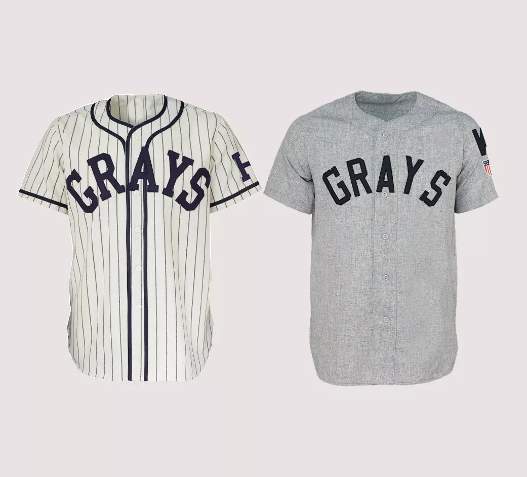 30's Josh Gibson #20 Baseball Jersey Homestead Grays Button Down Grey Stripe