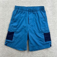 Old Navy Active Shorts Boys Size XL Blue Cargo Pull On Elastic Nylon Unlined