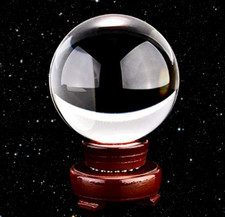 FengShui Clear Glass Crystal Ball with Wood S...