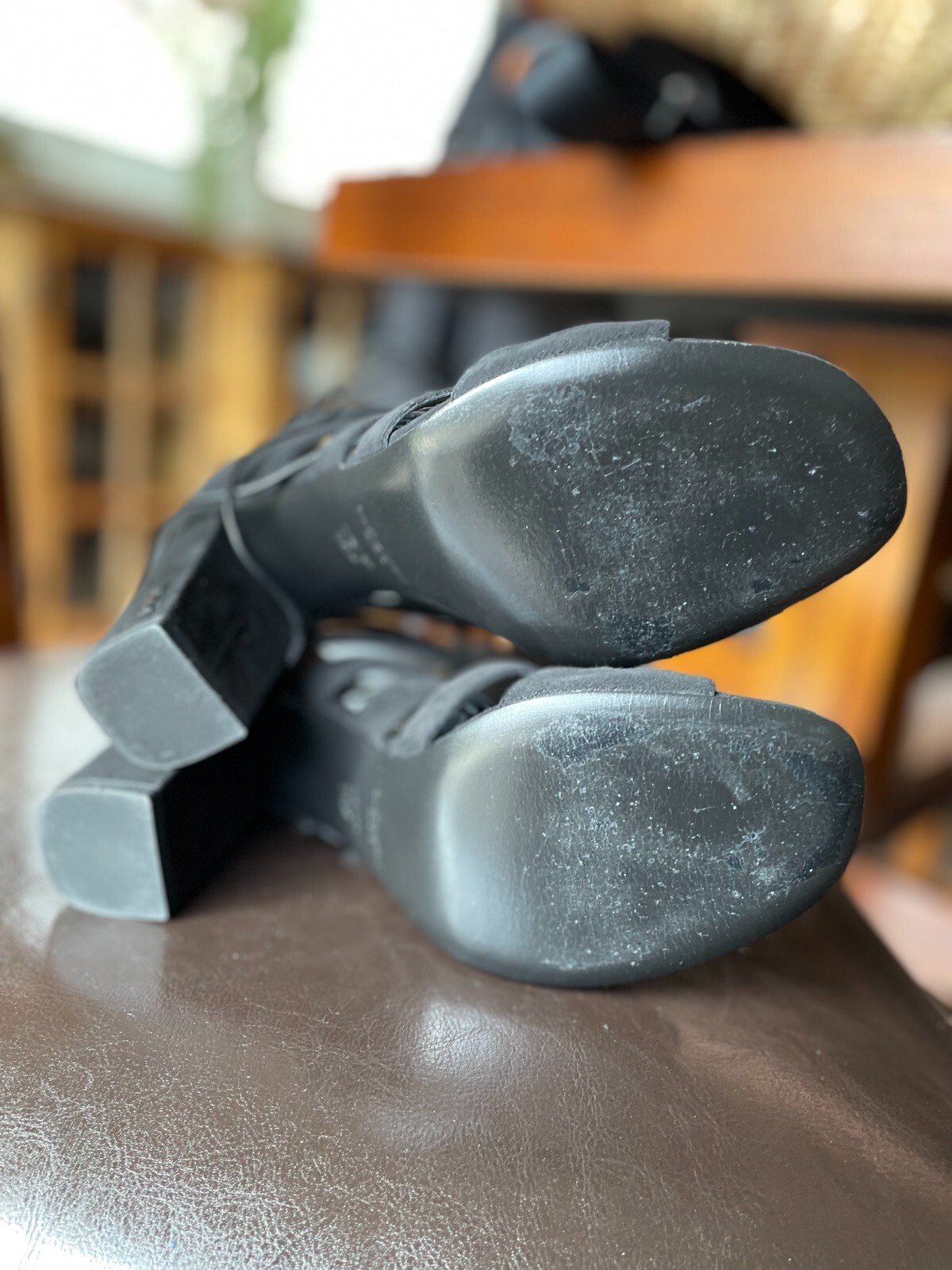 Saint Laurent sandalo con lacci in camoscio nero bambino taglia 7 5 US 38 5 EU