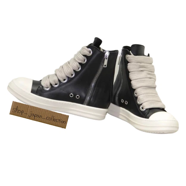 Rick Owens Ramones Jumbo Lace Black Leather High Sneakers Size 42 RU01B1890