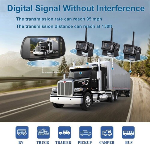 Digital Wireless Reverse Camera Rear View 7" Monitor Kit For Truck Caravan Van - Picture 7 of 11