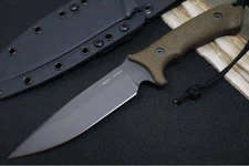 Spartan Blades Difensa Fixed Blade - Black Blade / Green Handle Scales / Black K