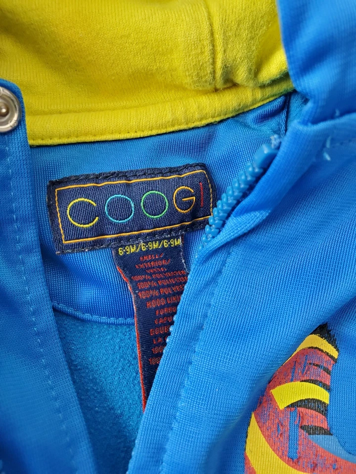 Coogi Australia Niños Sudadera con Capucha Chaqueta Azul Estampado Guitarra 6-9 Meses Cremallera Completa Foto 2 de 4