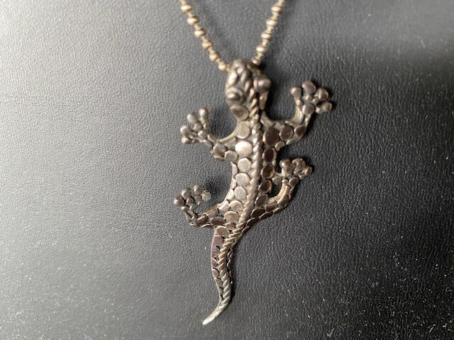 SOLID CAST 925 STERLING SILVER LIZARD PENDANT NEC… - image 10