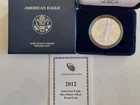2012 W US Mint American Eagle One Ounce Silver Proof Coin  w/ COA & Box