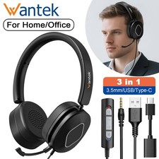 Wired Headphone 3.5mm/USB/Type-C with Noise Cancelling Microphone 3in1 Headsets
